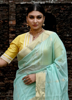 Aqua Green Chanderi Silk Saree With Blouse Piece - Indian Silk House Agencies