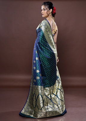 Green Banarasi Silk Saree Without Blouse Piece - Indian Silk House Agencies