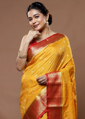 Yellow Kanjivaram Silk Saree With Blouse Piece - Indian Silk House Agencies