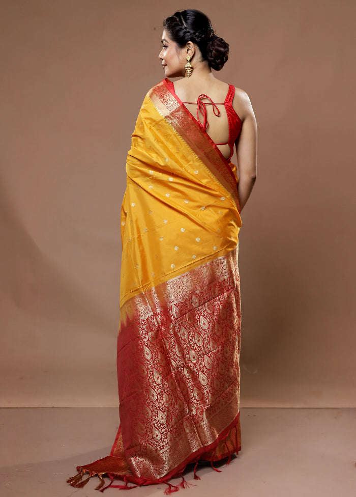 Yellow Kanjivaram Silk Saree With Blouse Piece - Indian Silk House Agencies