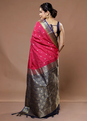 Pink Kanjivaram Silk Saree With Blouse Piece - Indian Silk House Agencies