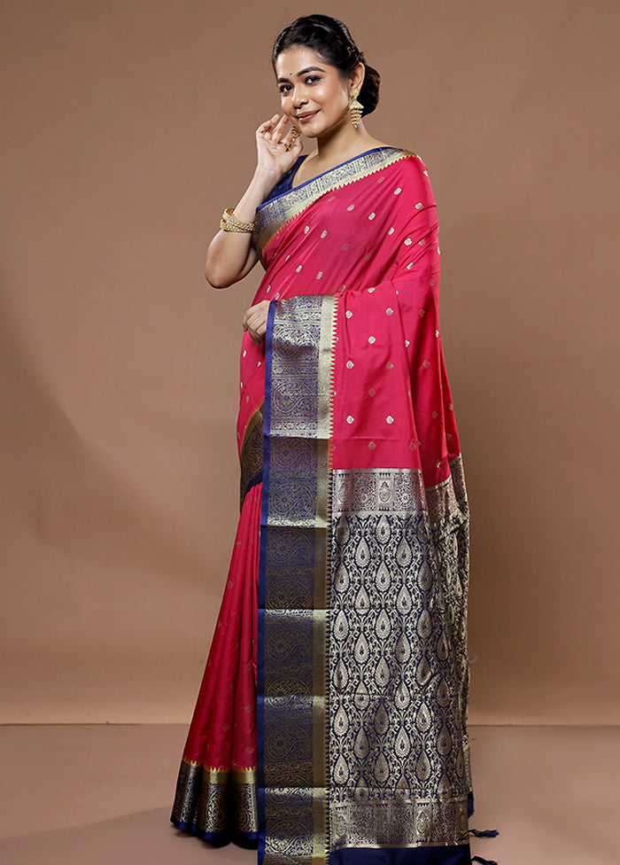 Pink Kanjivaram Silk Saree With Blouse Piece - Indian Silk House Agencies