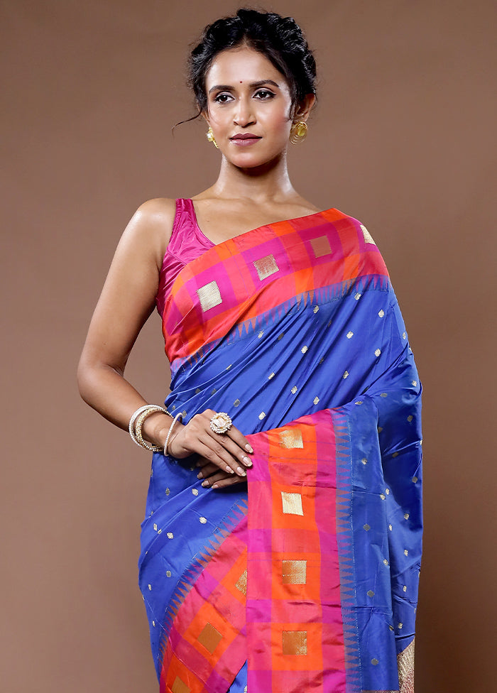 Blue Kanjivaram Silk Saree With Blouse Piece - Indian Silk House Agencies