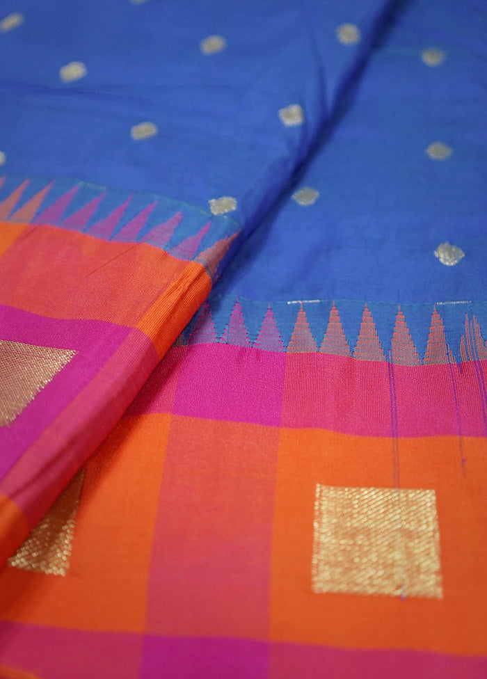 Blue Kanjivaram Silk Saree With Blouse Piece - Indian Silk House Agencies