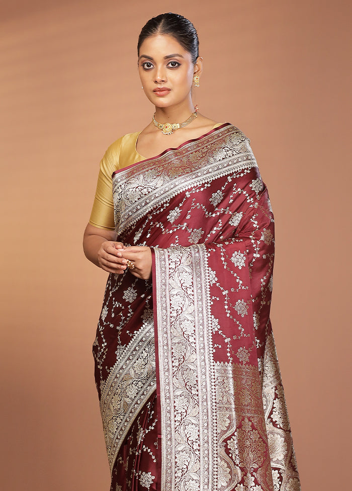 Purple Banarasi Silk Saree With Blouse Piece