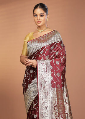 Purple Banarasi Silk Saree With Blouse Piece