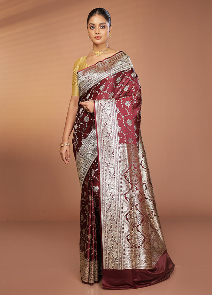 Purple Banarasi Silk Saree With Blouse Piece