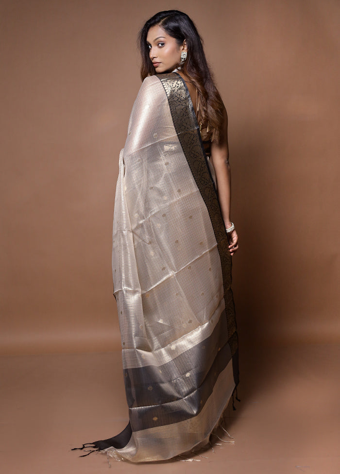 Cream Tissue Silk Saree With Blouse Piece - Indian Silk House Agencies