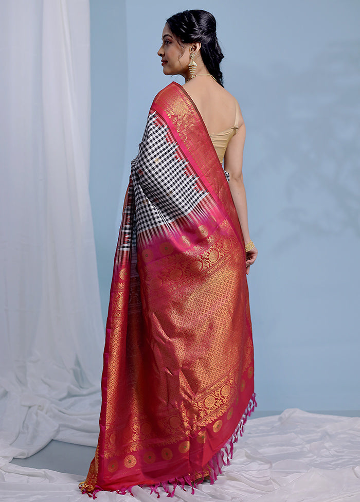 Multicolor Gadwal Pure Silk Saree Without Blouse Piece - Indian Silk House Agencies