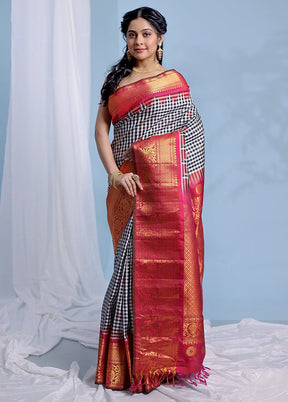 Multicolor Gadwal Pure Silk Saree Without Blouse Piece - Indian Silk House Agencies