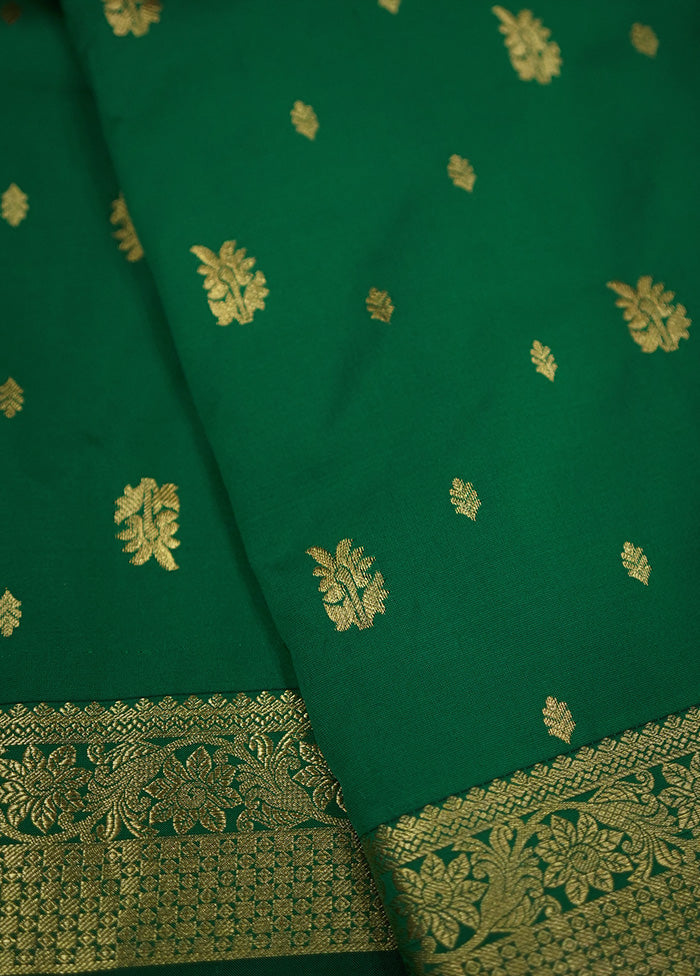 Green Kanjivaram Silk Saree With Blouse Piece - Indian Silk House Agencies