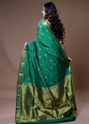 Green Kanjivaram Silk Saree With Blouse Piece - Indian Silk House Agencies