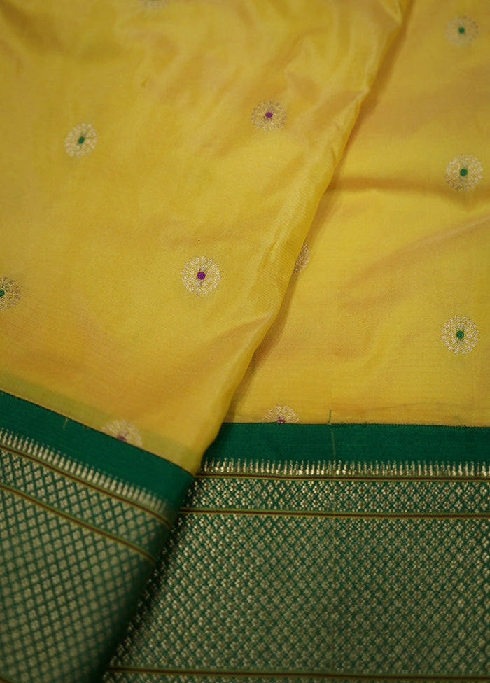 Yellow Paithani Kanjivaram Silk Saree With Blouse Piece - Indian Silk House Agencies