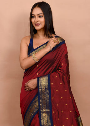 Red Kanjivaram Silk Saree With Blouse Piece - Indian Silk House Agencies