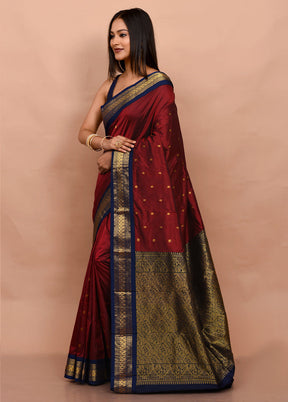 Red Kanjivaram Silk Saree With Blouse Piece - Indian Silk House Agencies