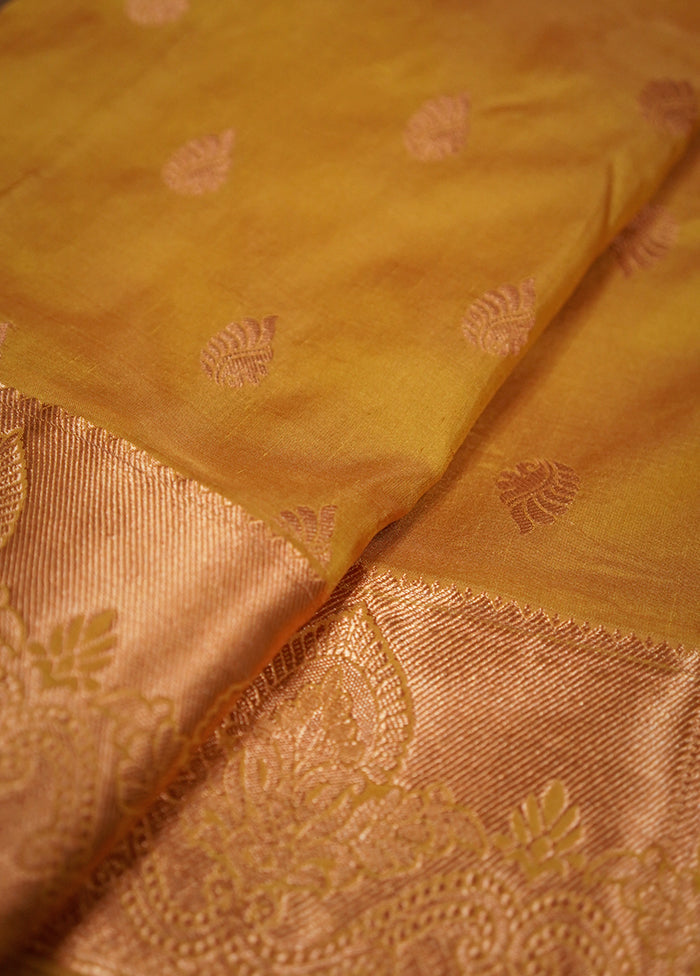 Yellow Kanjivaram Silk Saree With Blouse Piece - Indian Silk House Agencies