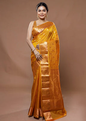 Yellow Kanjivaram Silk Saree With Blouse Piece - Indian Silk House Agencies