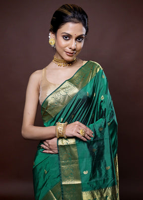 Green Kanjivaram Silk Saree Without Blouse Piece - Indian Silk House Agencies