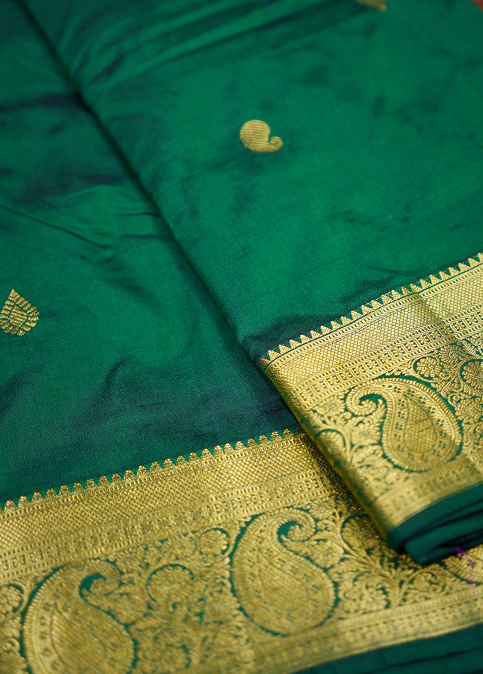 Green Kanjivaram Silk Saree Without Blouse Piece - Indian Silk House Agencies