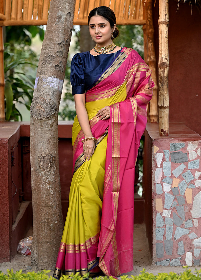 Green Crepe Zari Saree With Blouse Piece - Indian Silk House Agencies