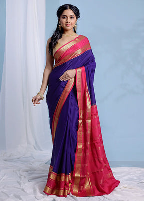 Blue Printed Pure Silk Saree With Blouse Piece - Indian Silk House Agencies