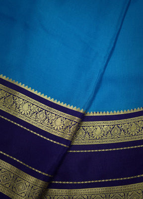 Blue Printed Pure Silk Saree With Blouse Piece - Indian Silk House Agencies