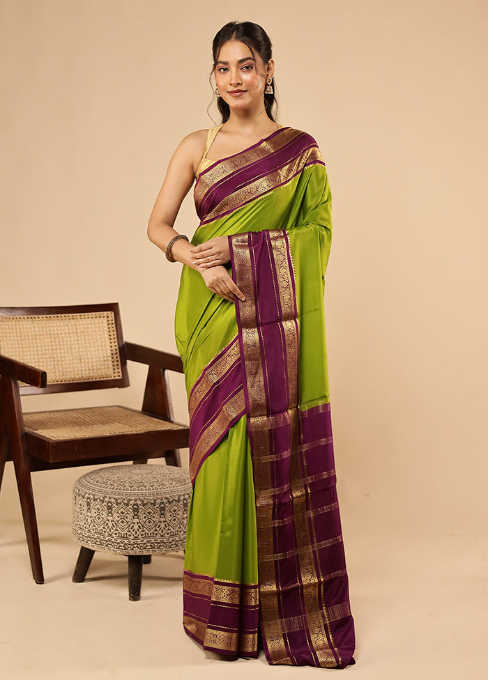 Green Printed Pure Silk Saree Without Blouse Piece