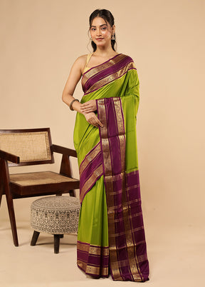 Green Printed Pure Silk Saree Without Blouse Piece