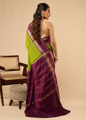 Green Printed Pure Silk Saree Without Blouse Piece