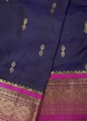 Blue Kanjivaram Silk Saree With Blouse Piece - Indian Silk House Agencies