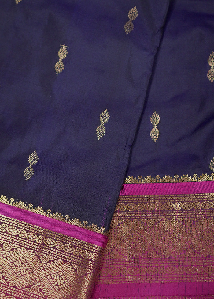 Blue Kanjivaram Silk Saree With Blouse Piece - Indian Silk House Agencies