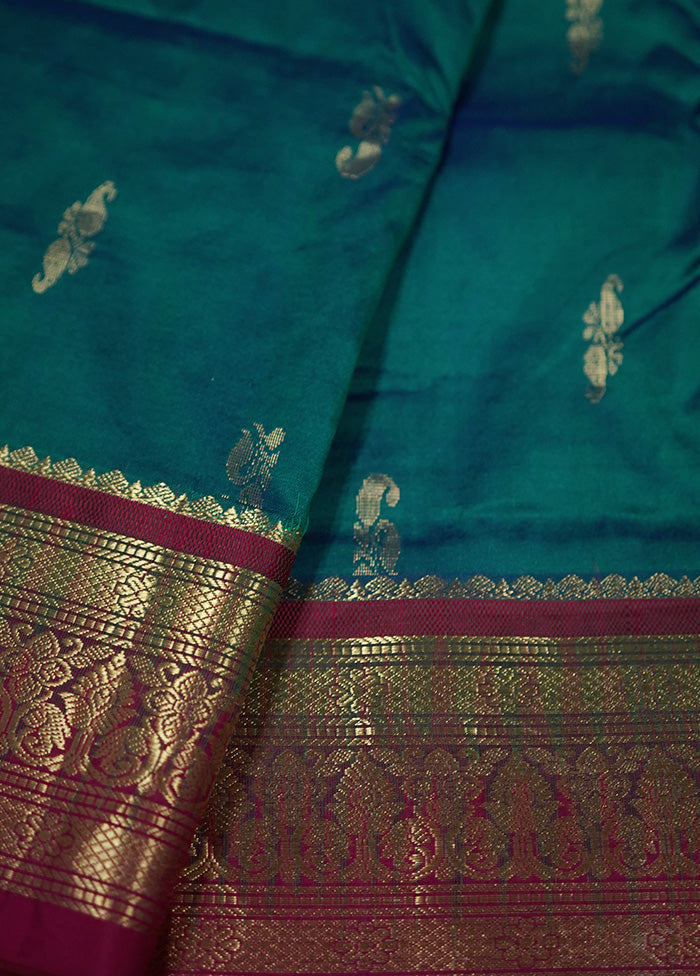 Green Kanjivaram Silk Saree With Blouse Piece - Indian Silk House Agencies