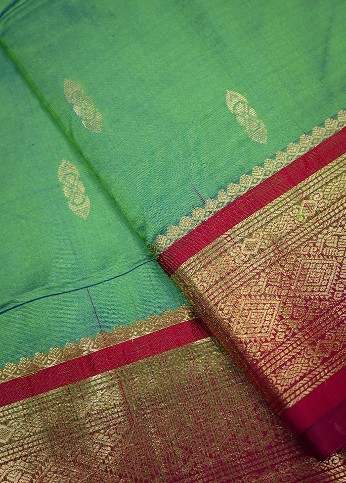 Green Kanjivaram Silk Saree Without Blouse Piece - Indian Silk House Agencies