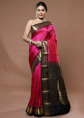 Pink Kanjivaram Silk Saree With Blouse Piece - Indian Silk House Agencies