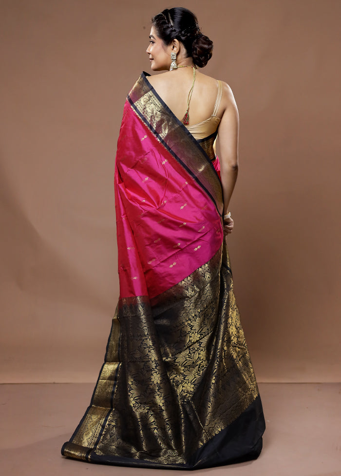 Pink Kanjivaram Silk Saree With Blouse Piece - Indian Silk House Agencies