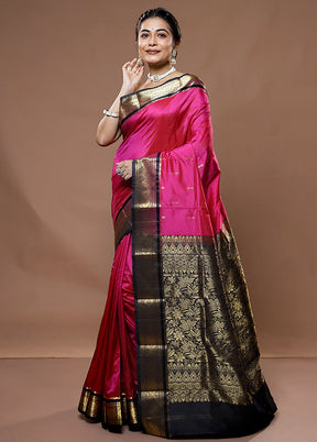 Pink Kanjivaram Silk Saree With Blouse Piece - Indian Silk House Agencies