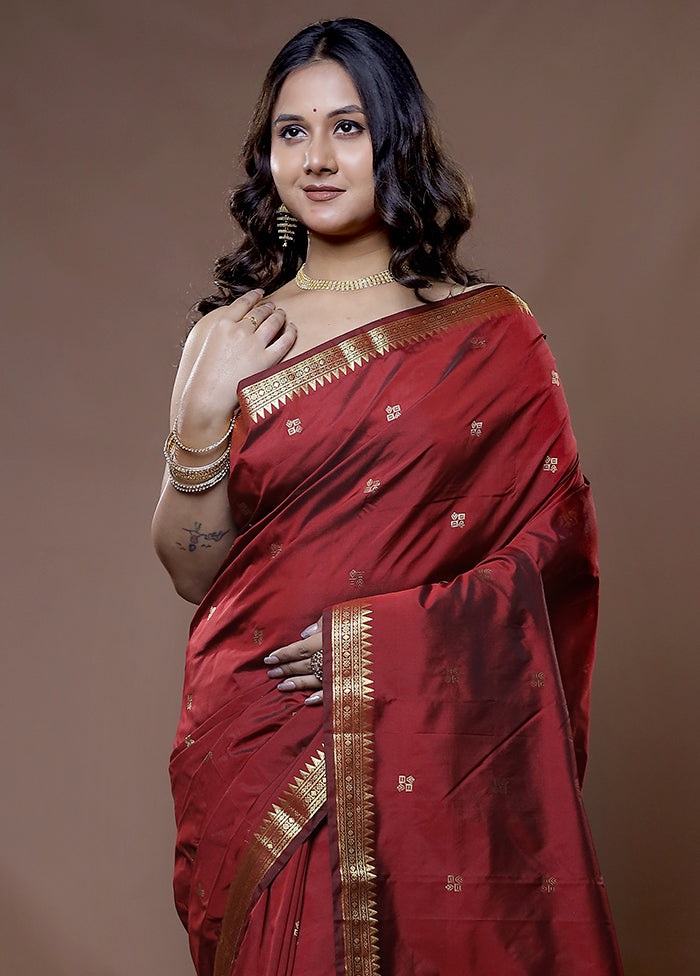 Red Kanjivaram Silk Saree With Blouse Piece - Indian Silk House Agencies