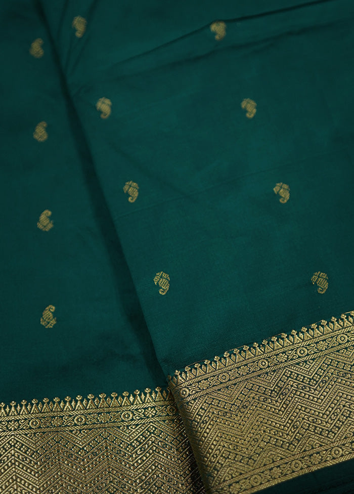 Green Kanjivaram Silk Saree With Blouse Piece - Indian Silk House Agencies