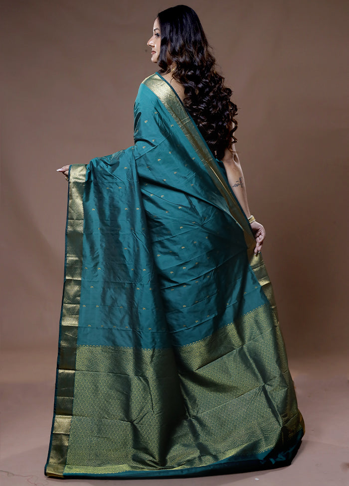 Green Kanjivaram Silk Saree With Blouse Piece - Indian Silk House Agencies