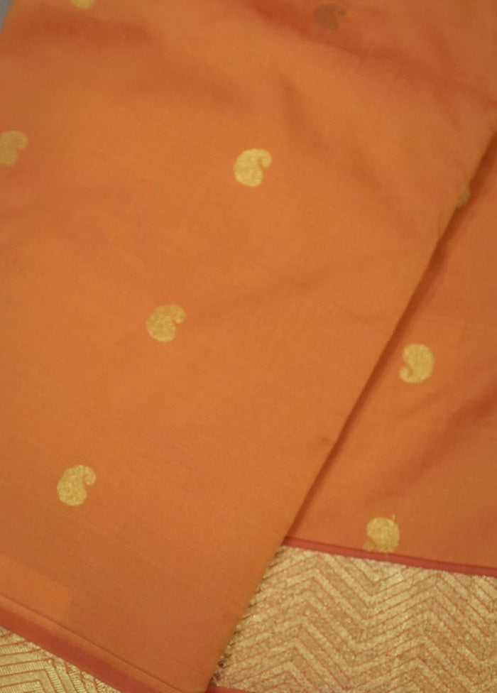 Orange Kanjivaram Silk Saree With Blouse Piece - Indian Silk House Agencies