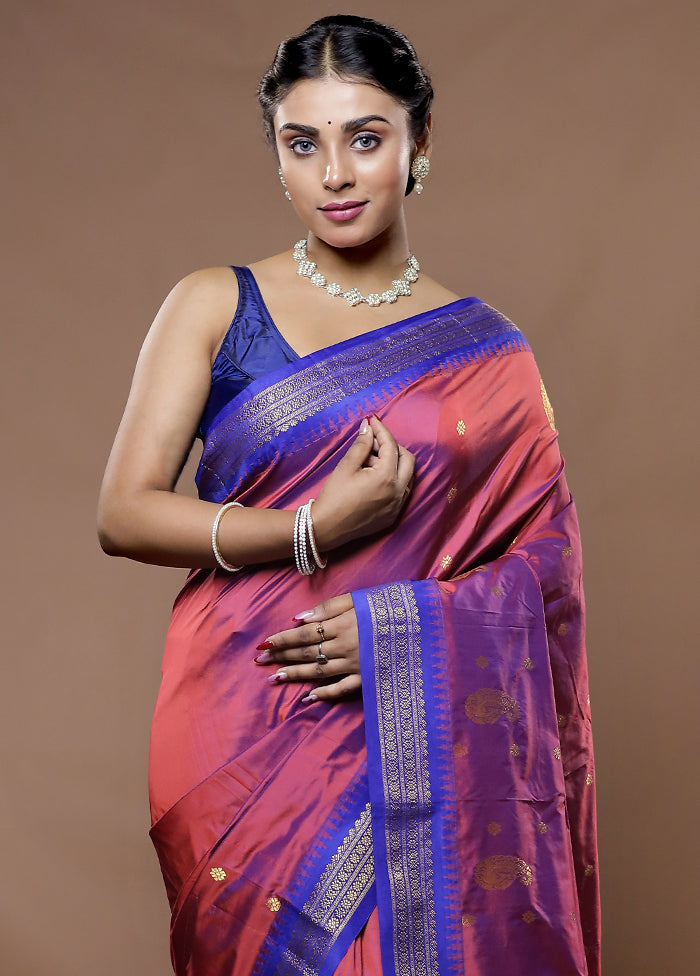 Maroon Kanjivaram Silk Saree With Blouse Piece - Indian Silk House Agencies