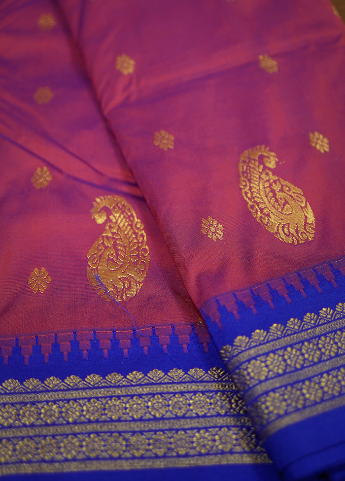 Maroon Kanjivaram Silk Saree With Blouse Piece - Indian Silk House Agencies