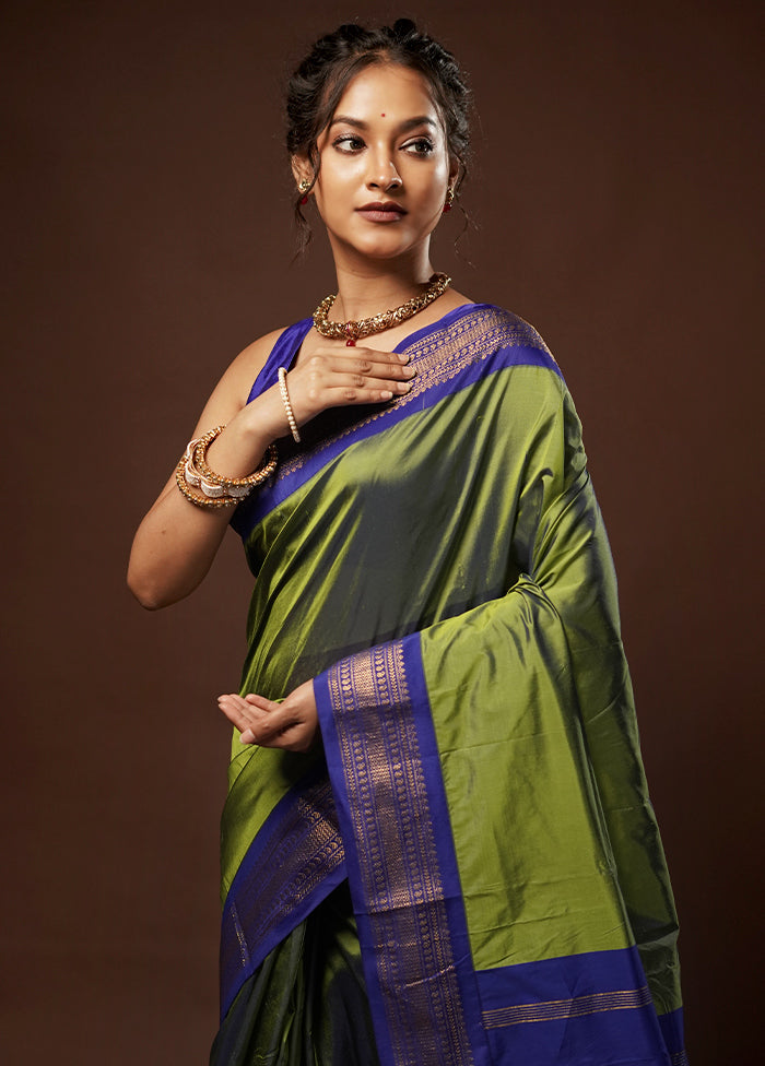 Green Kanjivaram Silk Saree With Blouse Piece - Indian Silk House Agencies