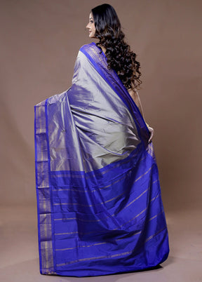 Grey Kanjivaram Silk Saree With Blouse Piece - Indian Silk House Agencies