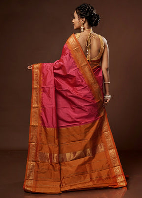 Pink Kanjivaram Silk Saree With Blouse Piece - Indian Silk House Agencies