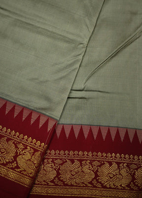 Grey Kanjivaram Silk Saree With Blouse Piece - Indian Silk House Agencies