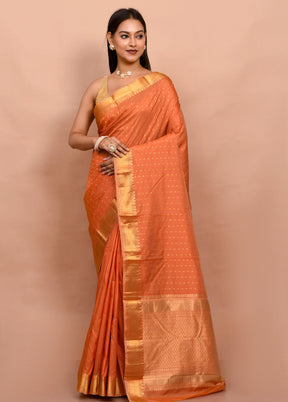 Orange Kanjivaram Silk Saree With Blouse Piece - Indian Silk House Agencies