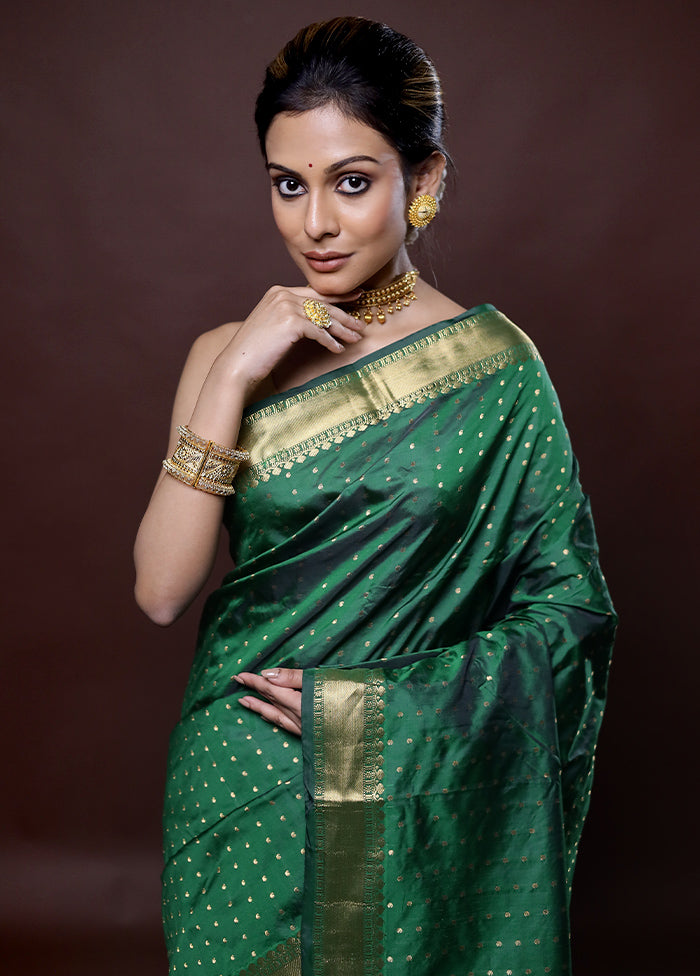 Green Kanjivaram Silk Saree Without Blouse Piece - Indian Silk House Agencies