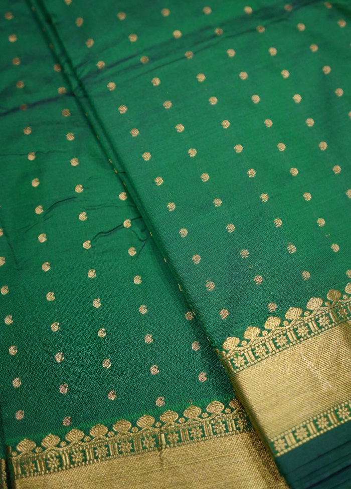 Green Kanjivaram Silk Saree Without Blouse Piece - Indian Silk House Agencies