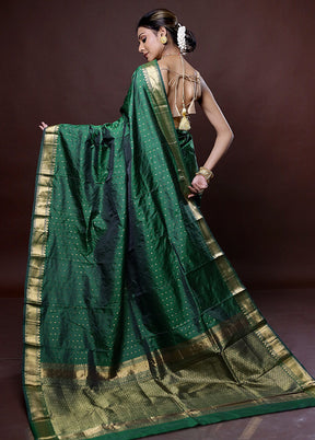 Green Kanjivaram Silk Saree Without Blouse Piece - Indian Silk House Agencies